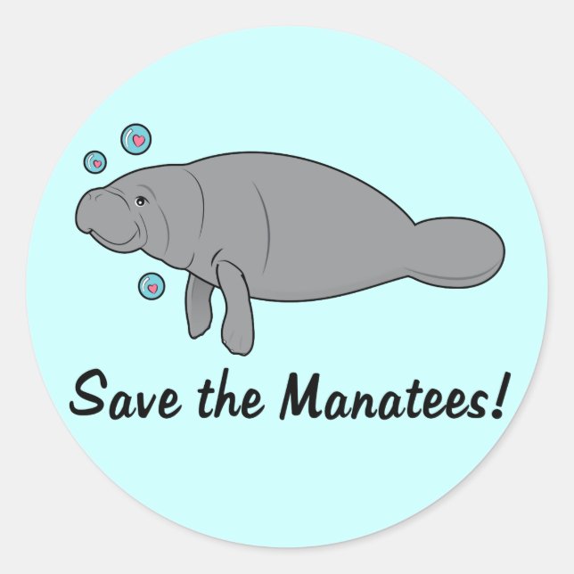 Rett der Manatees Runder Aufkleber (Vorderseite)