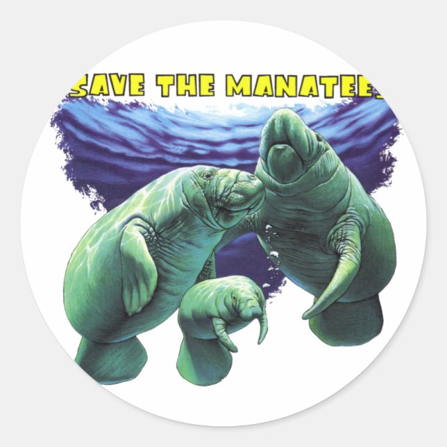 Rett der Manatees Runder Aufkleber (Vorderseite)