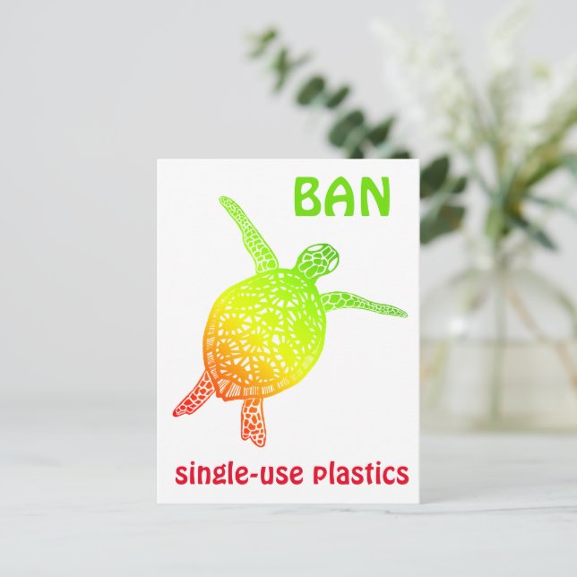 Rett der Meeresschildkröte Tortoise Ban Kunststoff Postkarte (Stehend Vorderseite)