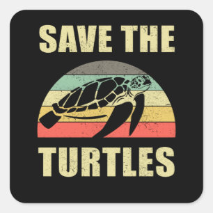 Rett der Meeresverschmutzung durch Schildkröten Quadratischer Aufkleber