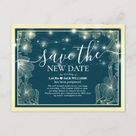 Rett der neuen Date Wedding Postponement Gold-Blum Ankündigungspostkarte