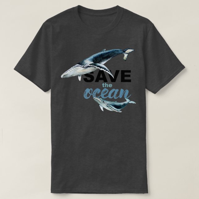 Rett der Ozean Behalt Ocean Clean Rett die Wale T-Shirt (Design vorne)