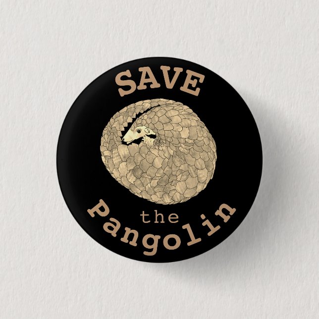 Rett der Pangolin, die gefährdete Tierkunst aufger Button (Vorderseite)