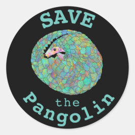 Rett der Pangolin-farbenfrohen gefährdeten Arten A Runder Aufkleber