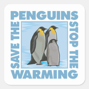 Rett der Pinguine für den Klimawandel Quadratischer Aufkleber