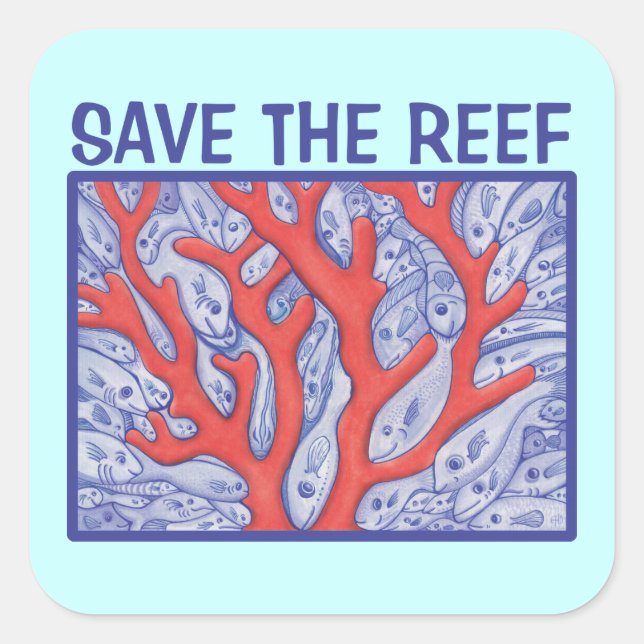 Rett der "Riff Happy Fish Stickers" Quadratischer Aufkleber (Vorderseite)