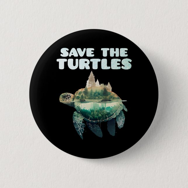 Rett der Schildkröten gefährdete Tiere Erde Button (Vorderseite)