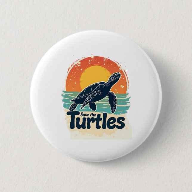 Rett der Schildkröten Tierrechte Meeresschildkröte Button (Vorderseite)