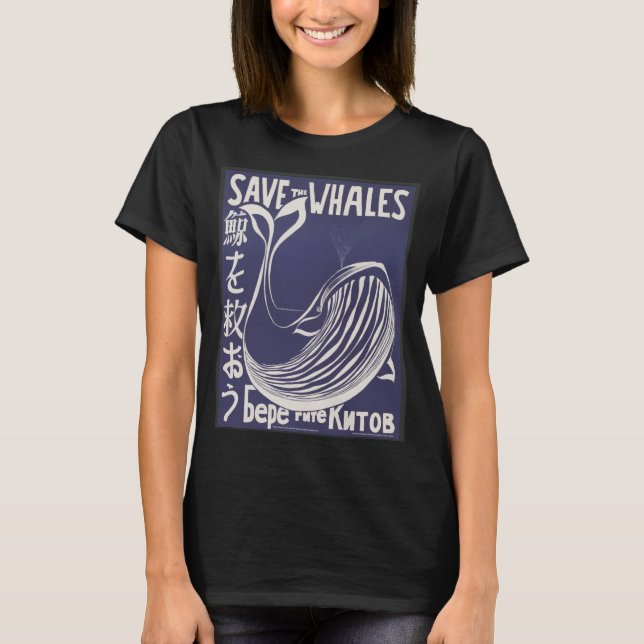 Rett der Wale mehrsprachige Vintage Retro T-Shirt (Vorderseite)