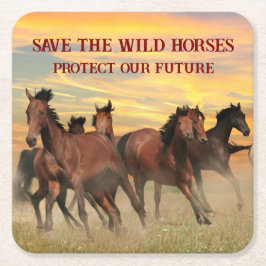 Rett der Wildpferde Rechteckiger Pappuntersetzer