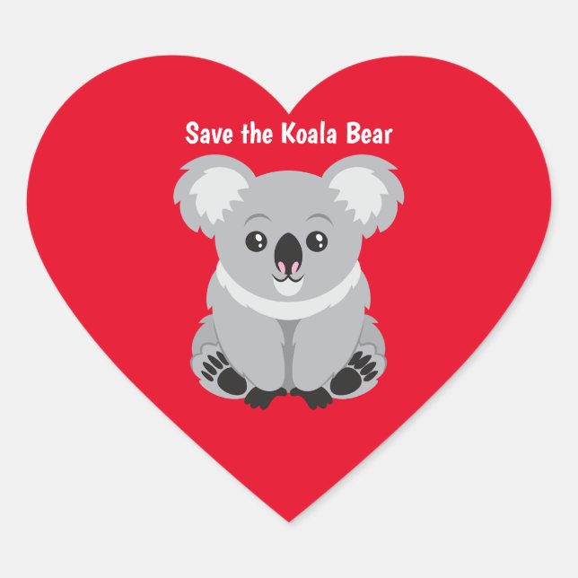Rett des Koala-Bären Herz-Aufkleber (Vorderseite)