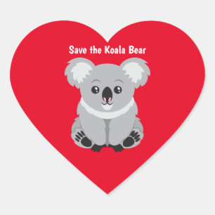 Rett des Koala-Bären Herz-Aufkleber