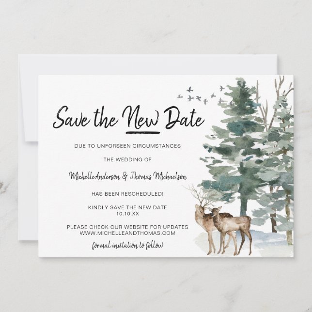 Rett des neuen Datums Wald-Pine Save The Date (Vorderseite)