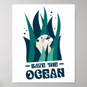Rett des Ozean Otter Earth Day Planet Marine Biolo Poster
