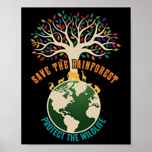 Rett des Regenwaldes Schutz der Vintagen Tierwelt  Poster