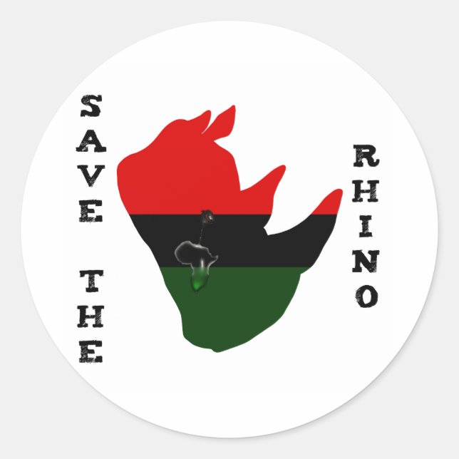 Rett des Rhino mit Afrika Tear White Runder Aufkleber (Vorderseite)
