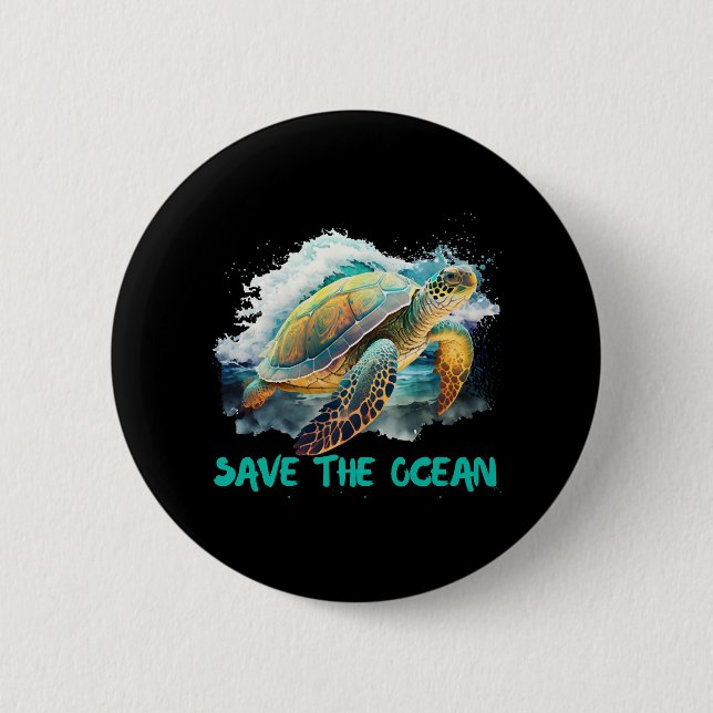 Rett des Schildkrötenschutzmeers Button (Vorderseite)