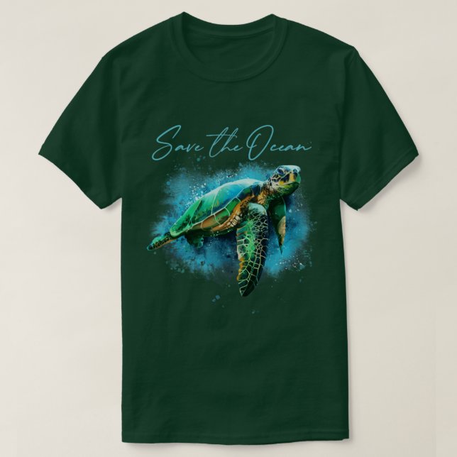 Rett des Umweltbewusstseins der Meeresschildkröte T-Shirt (Design vorne)