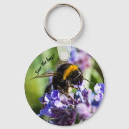 "Rett die Bienen" Biene auf einer lila Blume Schlüsselanhänger