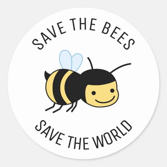 Rett die Bienen, Happy Little Bee Runder Aufkleber (Vorderseite)