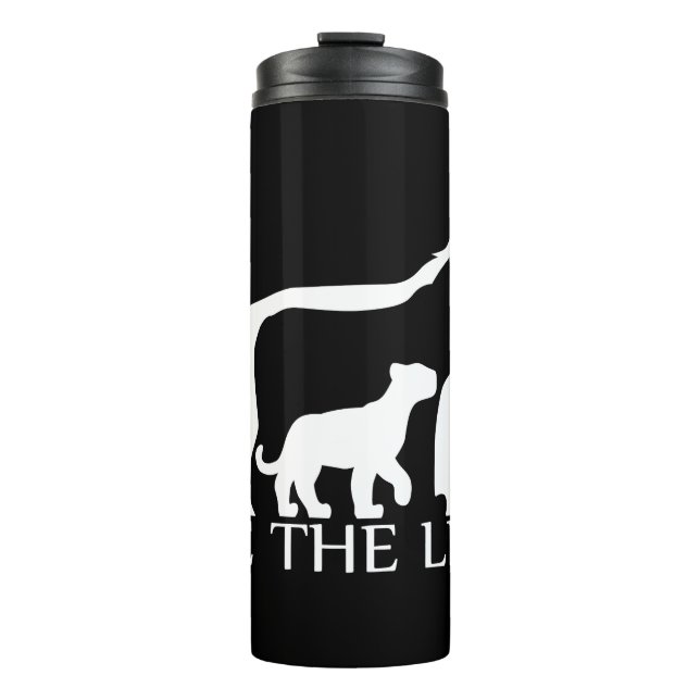 Rett die Löwen (weiß) Thermosbecher (Vorderseite)