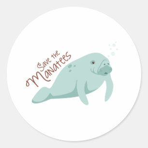 Rett die Manateure Runder Aufkleber