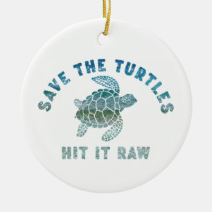Rett die Schildkröten auf es roh Keramik Ornament