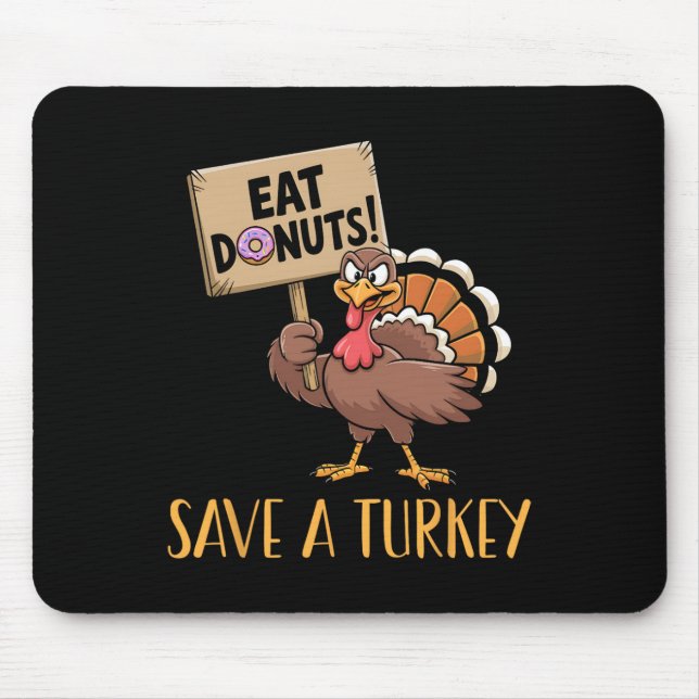 Rett die Truthühner essen Donuts Funny Erntedank T Mousepad (Vorne)