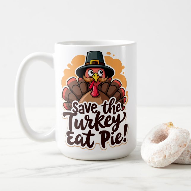 Rett die Türkei, isst Pie! Kaffeetasse (Mit Donut)