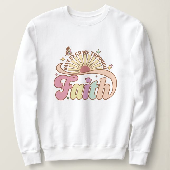 Rett durch Gnade durch den Glauben Jesus Sweatshirt (Design vorne)