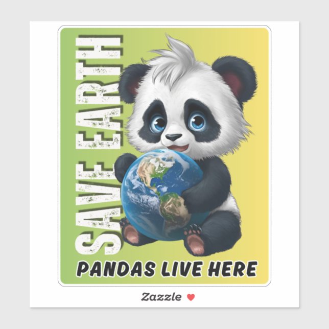 RETT EARTH Pandas live hier - Earth Day Sticker (Blatt)