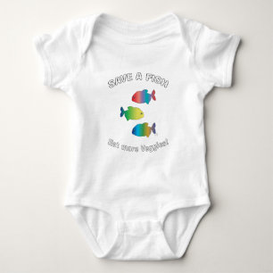 RETT EINEN FISH - Essen Sie mehr Veggies Baby Strampler