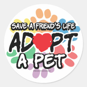 Rett einen Freund, der ein Tier Adoptiere Runder Aufkleber