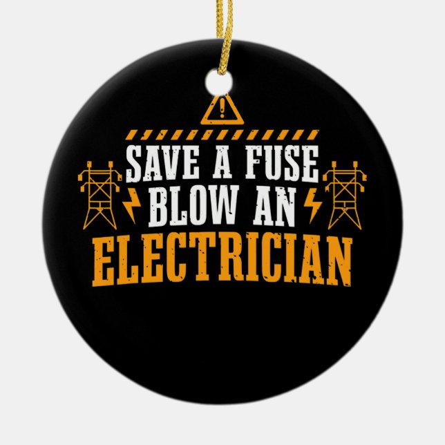Rett einer Sicherung, die einen elektrischen Spaß  Keramik Ornament (Vorne)