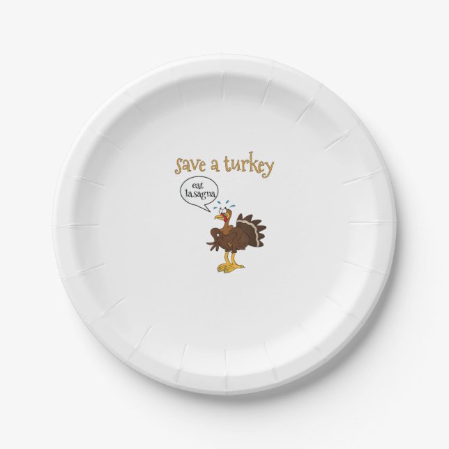 Rett einer Türkei Eat Lasagna Funny Erntedank Turk Pappteller (Vorderseite)