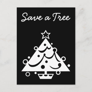 Rett eines Tree Christmas Tree Star Black and Whit Feiertagspostkarte