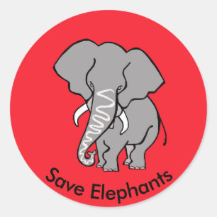 Rett ELEPHANTS - Tieraktivist - Wildlife - Red Runder Aufkleber