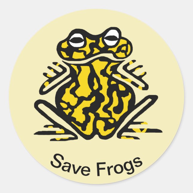 Rett FROGS - Amphibien - Giftig schwarz & gelb Runder Aufkleber (Vorderseite)