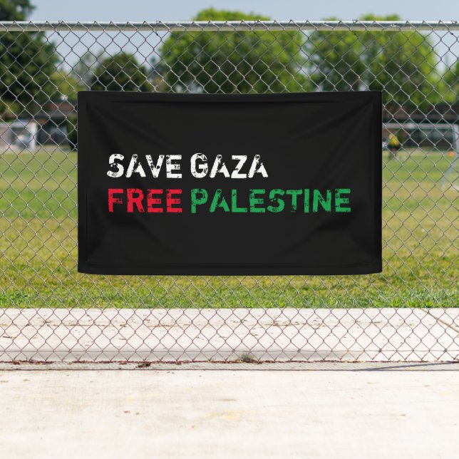 Rett Gaza Freie Palästina weiß rot grün schwarz Banner (Insitu)