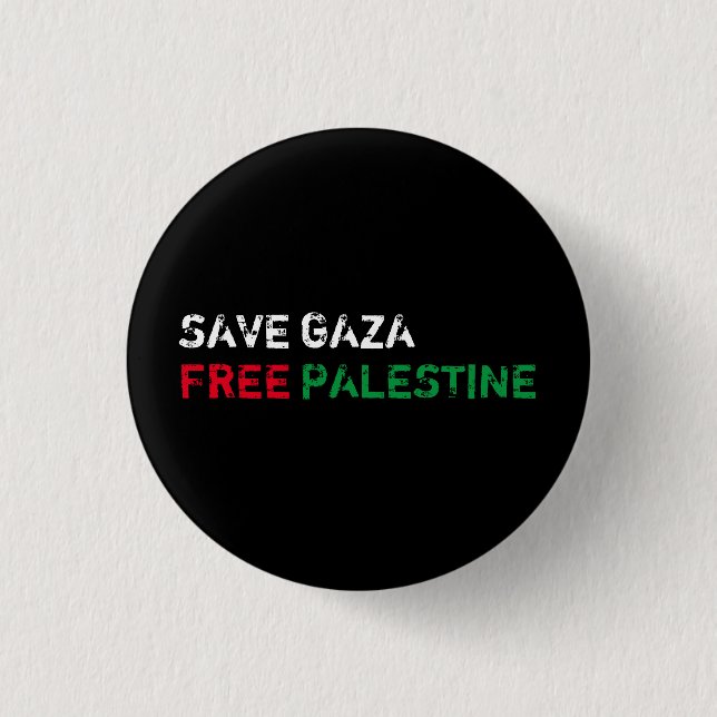 Rett Gaza Freie Palästina weiß rot grün schwarz Button (Vorderseite)
