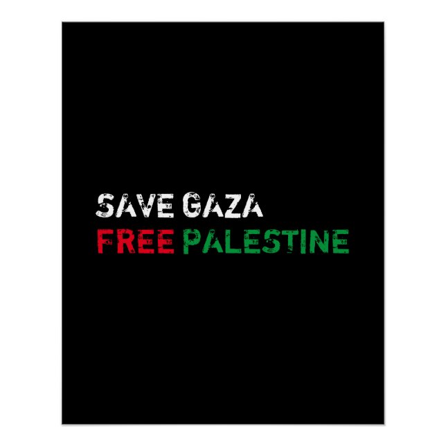 Rett Gaza Freie Palästina weiß rot grün schwarz Poster (Vorderseite)