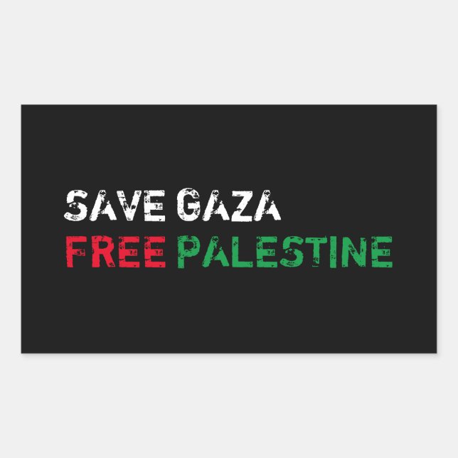 Rett Gaza Freie Palästina weiß rot grün schwarz Rechteckiger Aufkleber (Vorderseite)