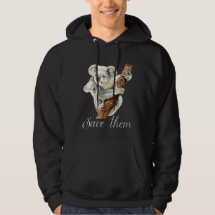 Rett ihnen Niedlichen Koala-Bär und Baby realistis Hoodie