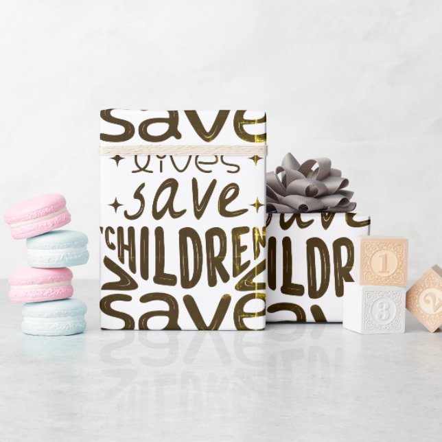 Rett Kinder, Rett Leben Geschenkpapier (Babyparty)