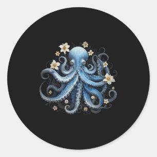 Rett Kraken Blue Octopus Tintenfisch Sea Live Rett Runder Aufkleber