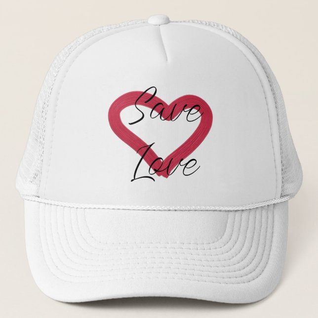 rett Liebe. Text. Herz. Truckerkappe (Vorderseite)