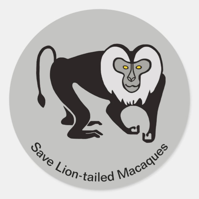 Rett Lion-Taille MACAQUE - Wildtiere - Affe - Runder Aufkleber (Vorderseite)