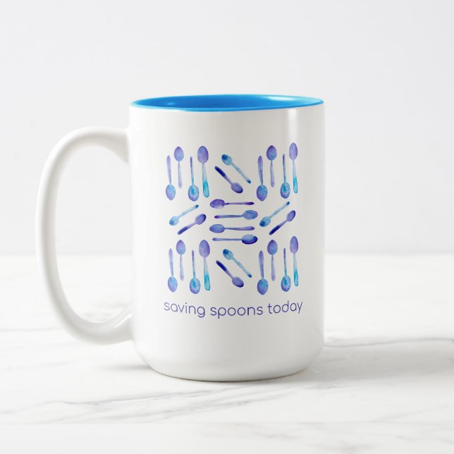 Rett Löffel heute! Zweifarbige Tasse (Links)
