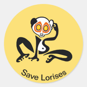 Rett LORISES - gefährdetes Tier - Gelbe Aufkleber