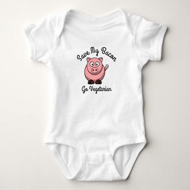 Rett mein Bacon Go Vegetarier Baby Strampler (Vorderseite)